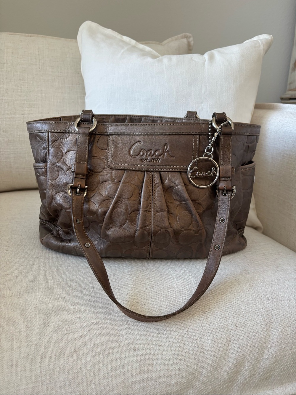 🍃🦋 Coach Metallic Bronze Signature C Shoulder Bag #14002